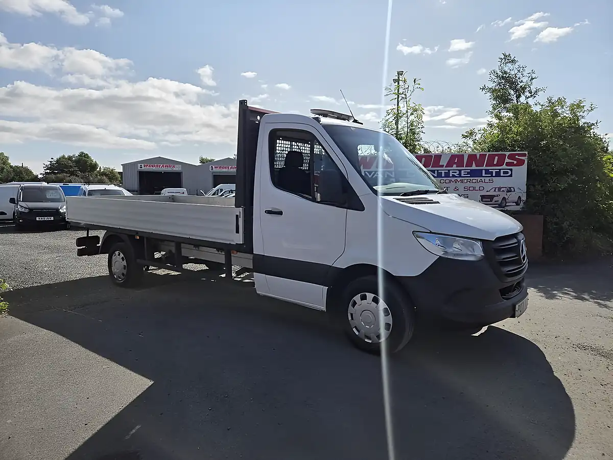 Used 2021 Mercedes-Benz Sprinter Lwb Dropside Pickup White - Front View
