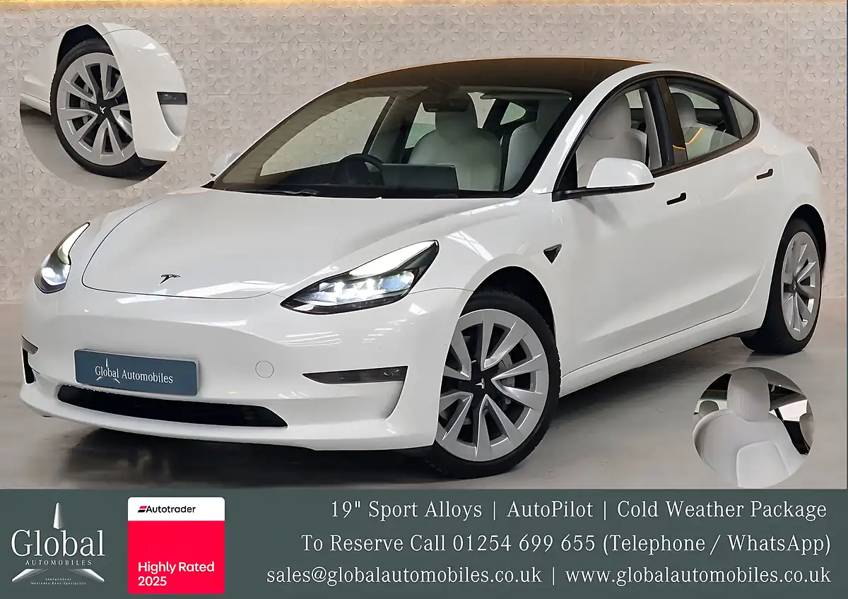 Used 2021 Tesla Model 3 Long Range Pearl White Metallic - Front View