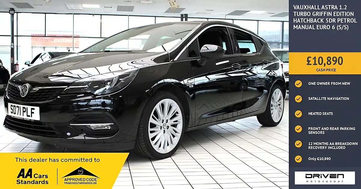 Used 2021 Vauxhall Astra Griffin Edition Black - Front View