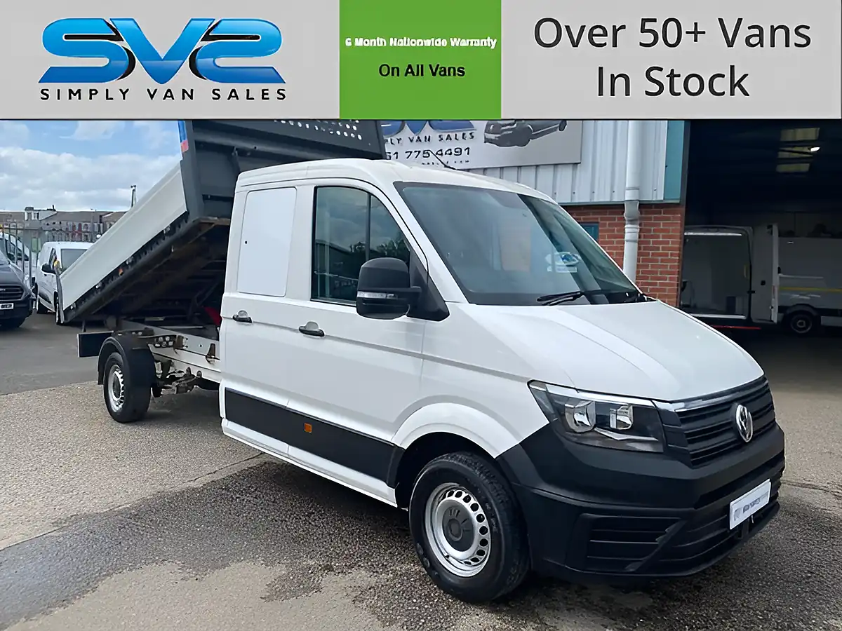 Used 2021 Volkswagen Crafter Double Crew Cab Tipper Lwb RWD White - Front View
