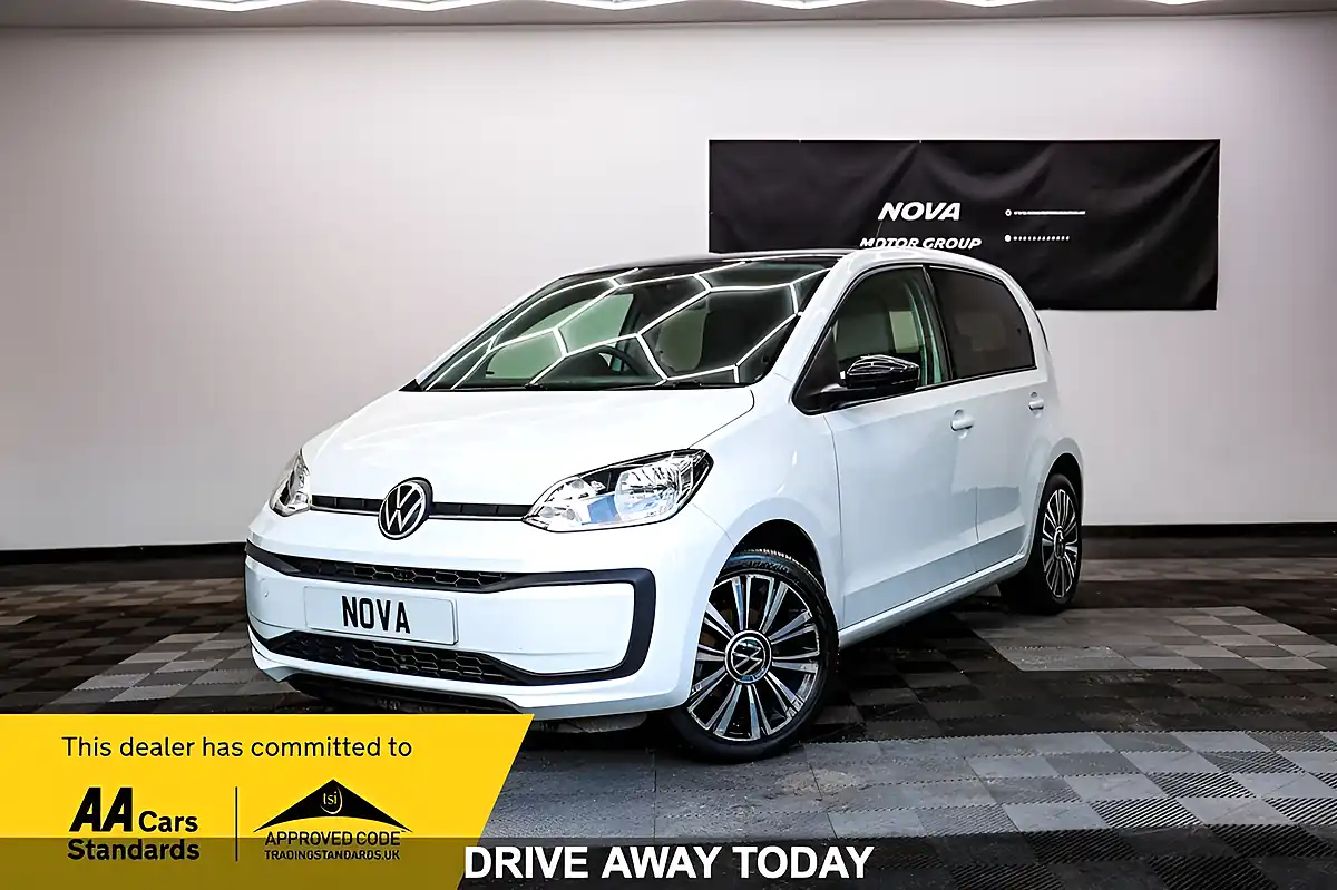 Used 2021 Volkswagen Up! Black Edition Pure White With Black Roof - Front View