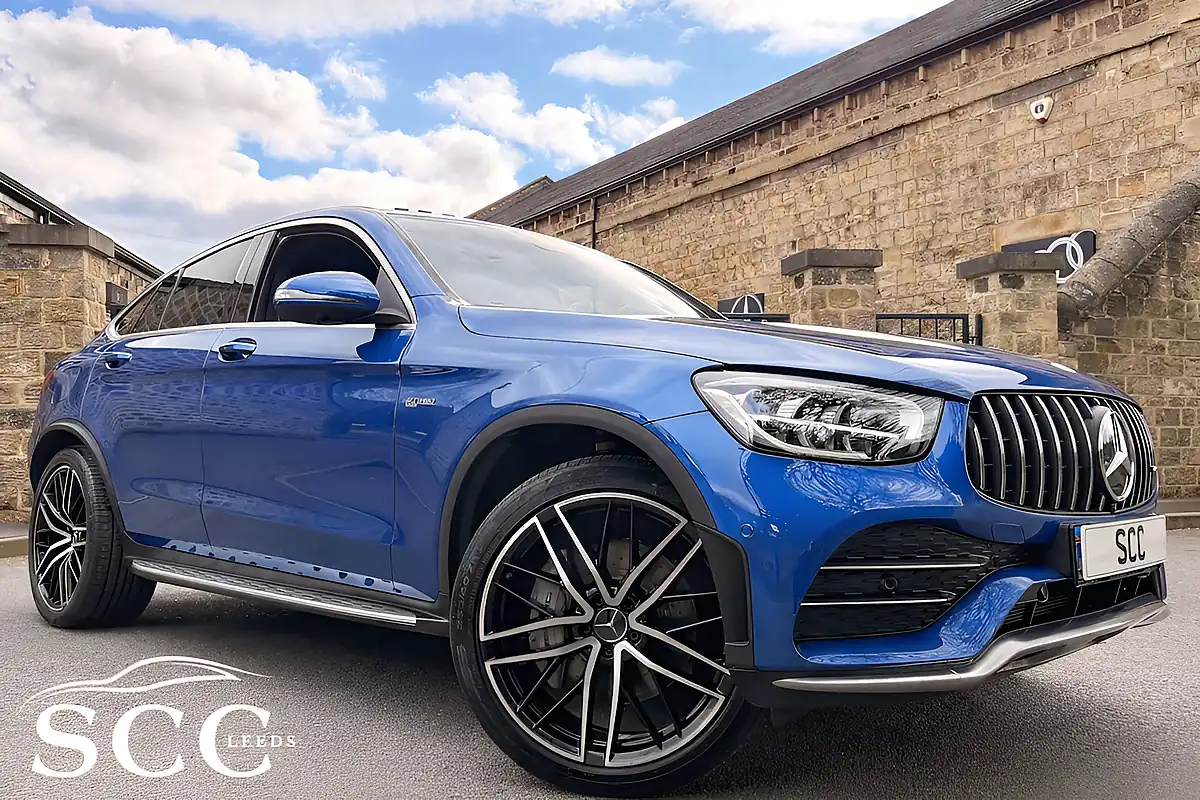 Used 2022 Mercedes GLC43 AMG Premium Plus Spectral Blue - Front View
