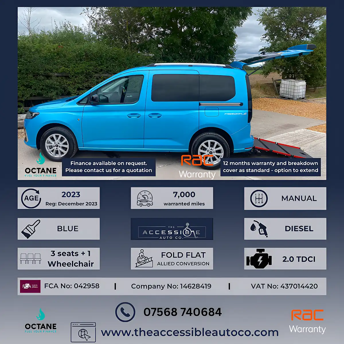 Used 2023 Ford Tourneo Connect Titanium Blue - Front View