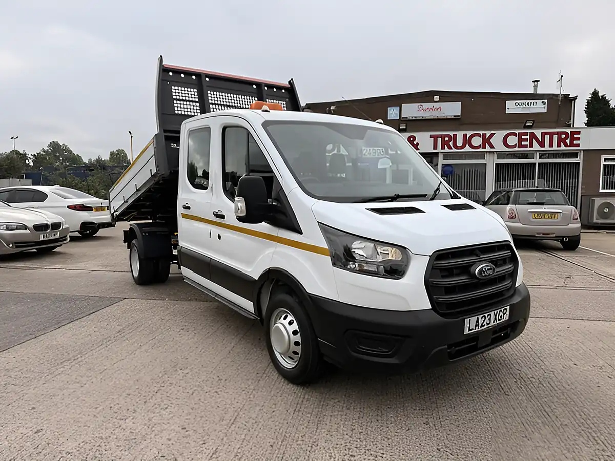 Used 2023 Ford Transit 350 Leader L3 Lwb Double Cab One Stop Tipper White - Front View