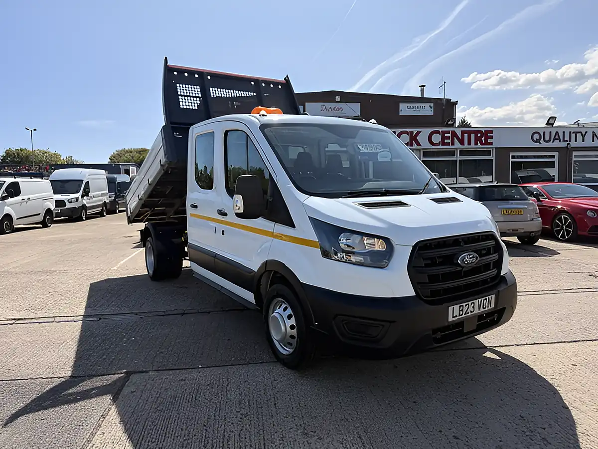 Used 2023 Ford Transit 350 Leader L3 Lwb Double Cab Tipper White - Front View