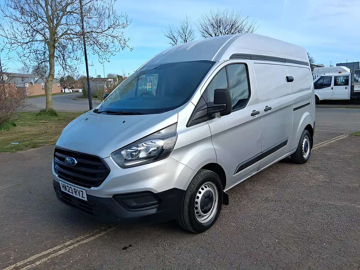 Used 2023 Ford Transit Custom Panel Van L2 H2 Silver - Front View
