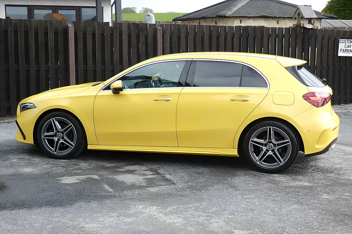 Used 2023 Mercedes-Benz a Class AMG Line (premium) Sun Yellow - Interior and Exterior details 5