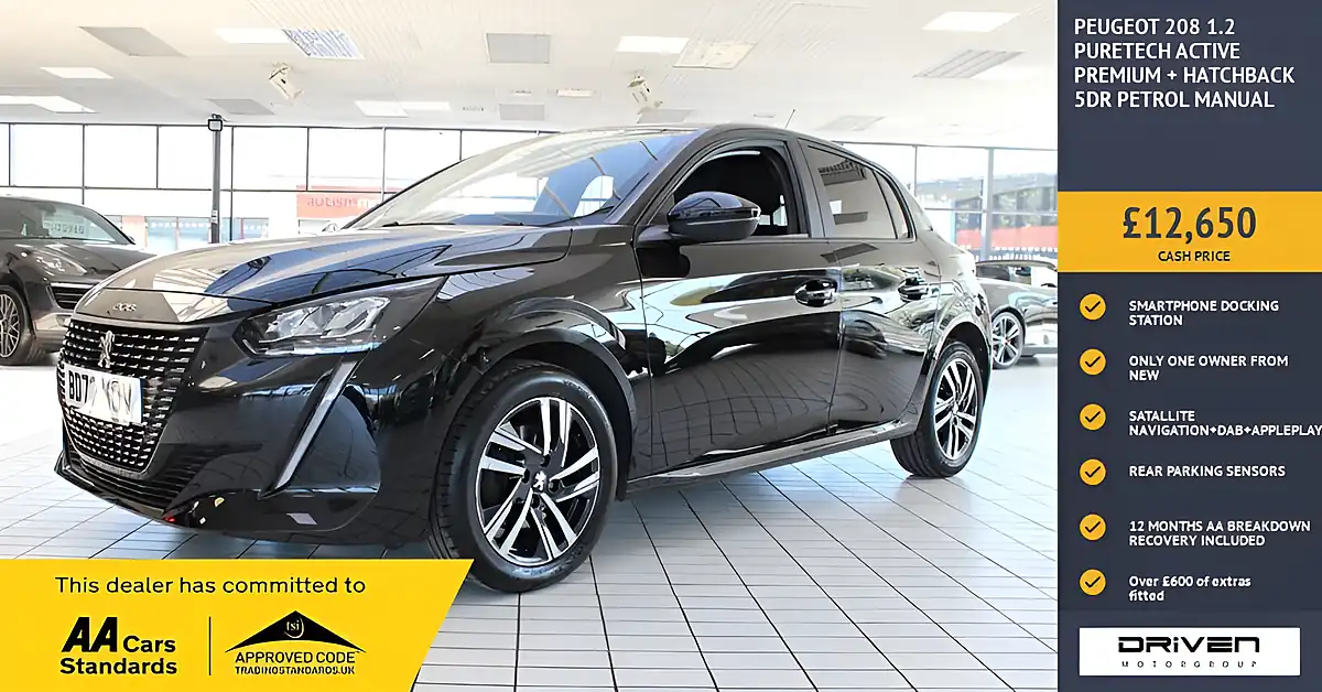 Used 2023 Peugeot 208 Active Premium + Nera Black - Front View