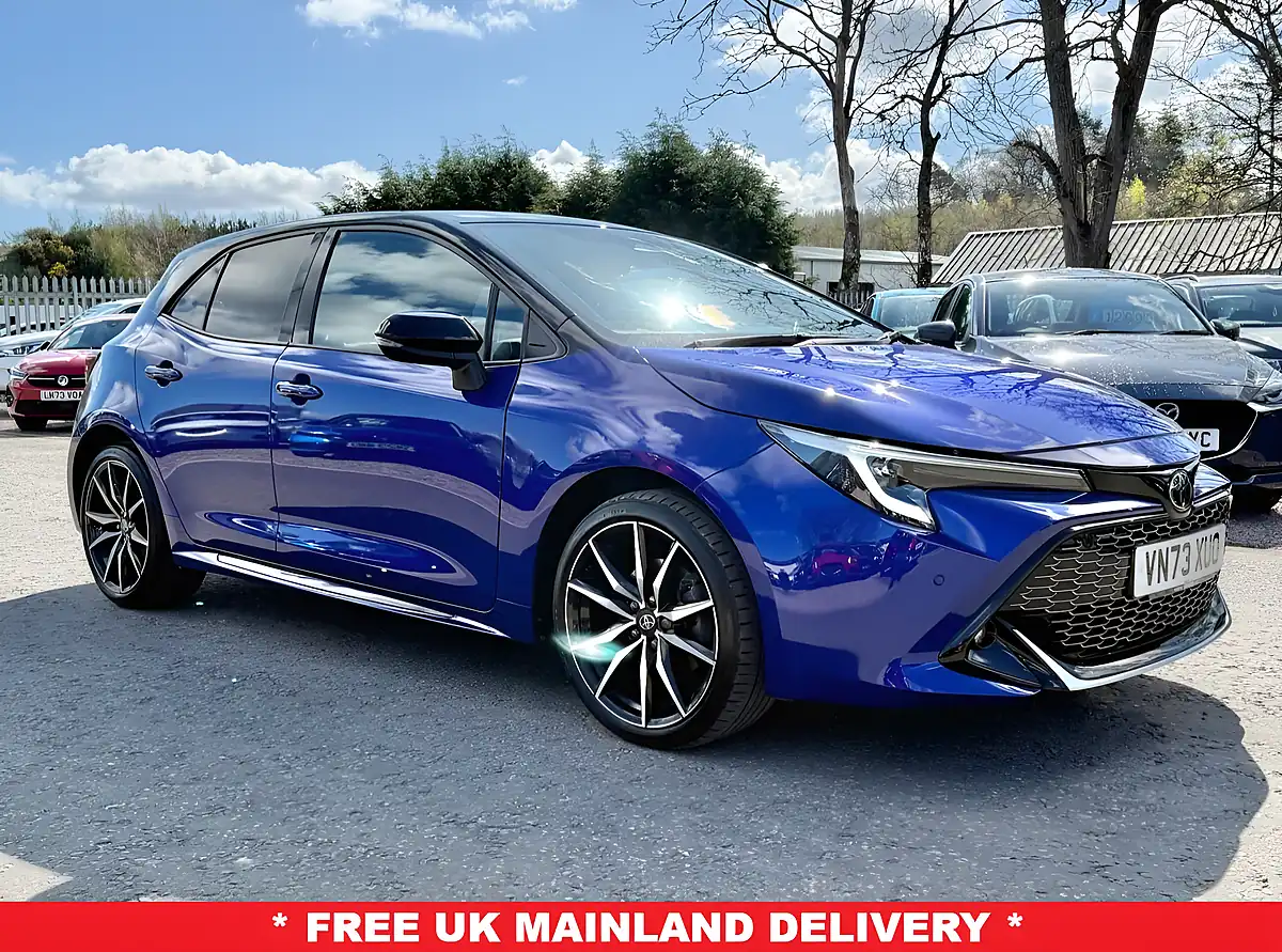 Used 2023 Toyota Corolla Gr Sport Obsidian Blue With Black Roof - Front View