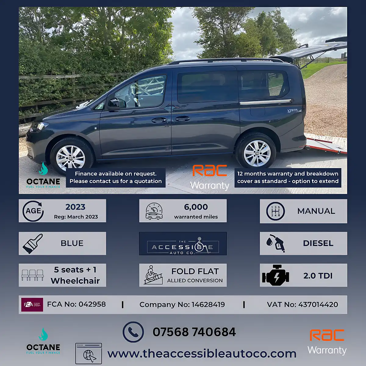 Used 2023 Volkswagen Caddy Maxi Life Vista Plus Brand New Shape Blue - Front View