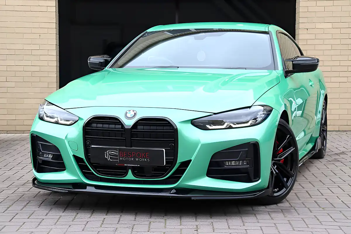 Used 2024 BMW 4 Series M Sport Coupe Fame Green Individual - Front View