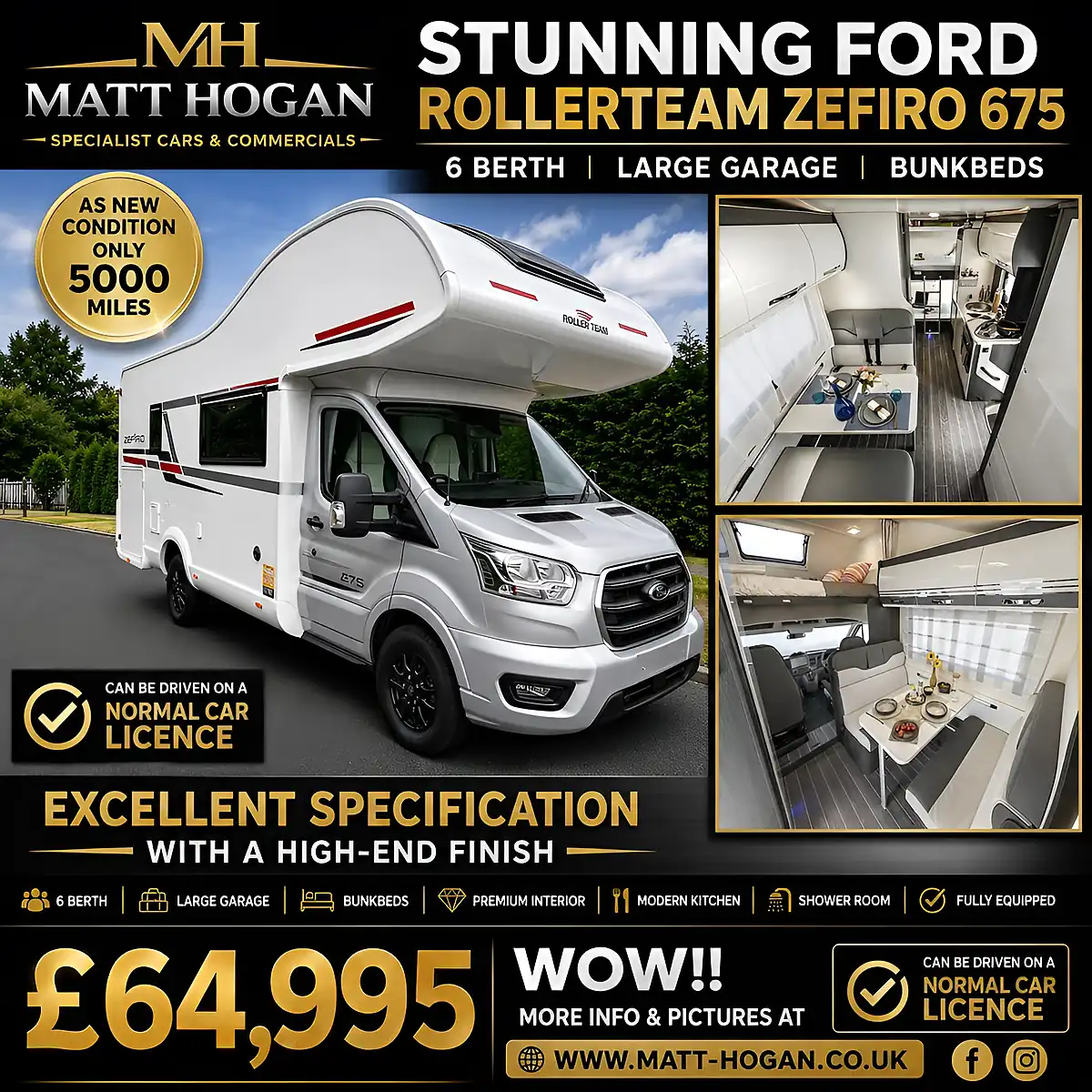 Used 2024 Ford Transit Rollerteam Zefiro 675 Silver/Grey - Interior and Exterior details 6