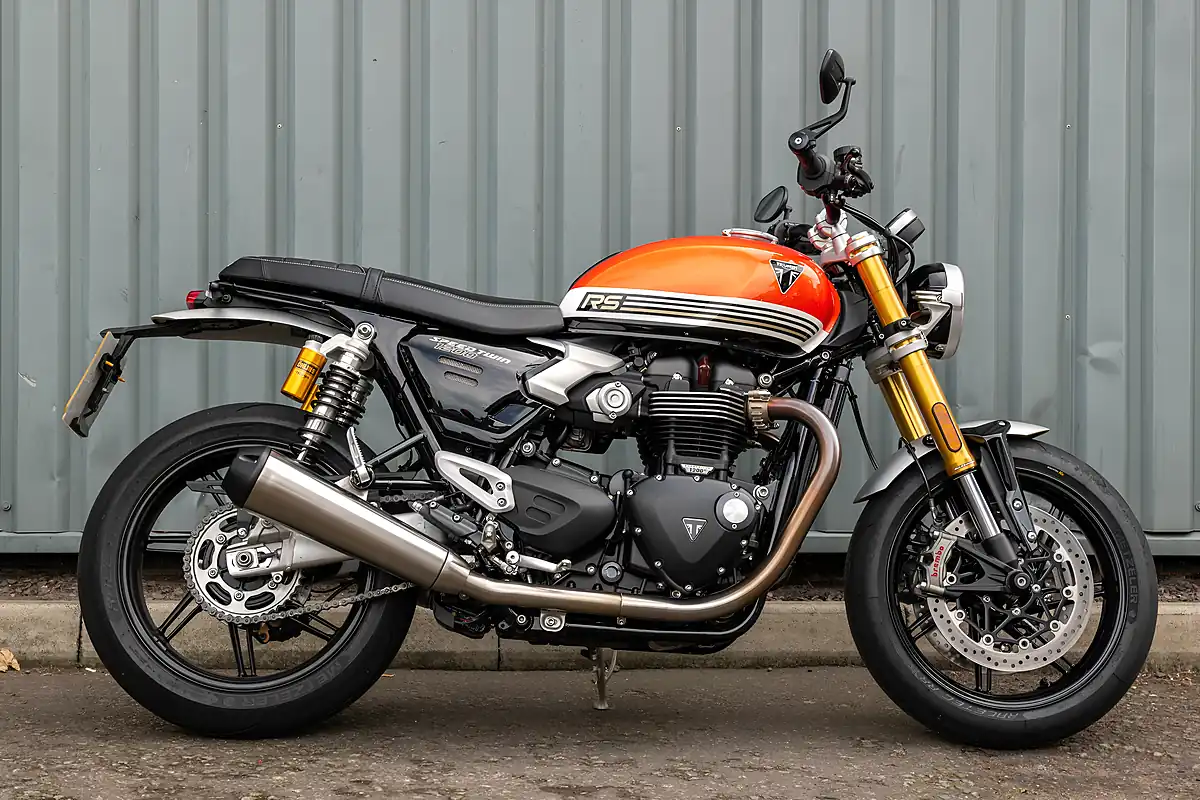 Used 2025 Triumph Speed Twin RS Baja Orange / Sapphire Black - Front View