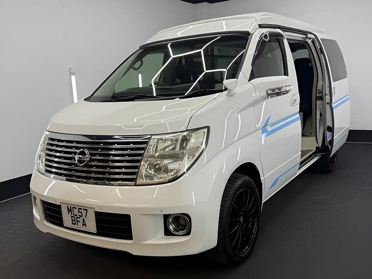 Used 2026 Nissan Elgrand Campervan Side Conversion Pop Top Roof White - Interior and Exterior details 5