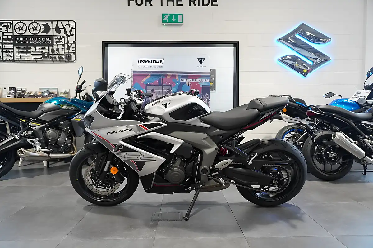 Used 2026 Triumph Daytona 660 Aluminium Silver/ Black - Interior and Exterior details 2